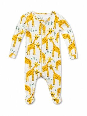 Place Yellow Giraffe Print Footed One-Piece